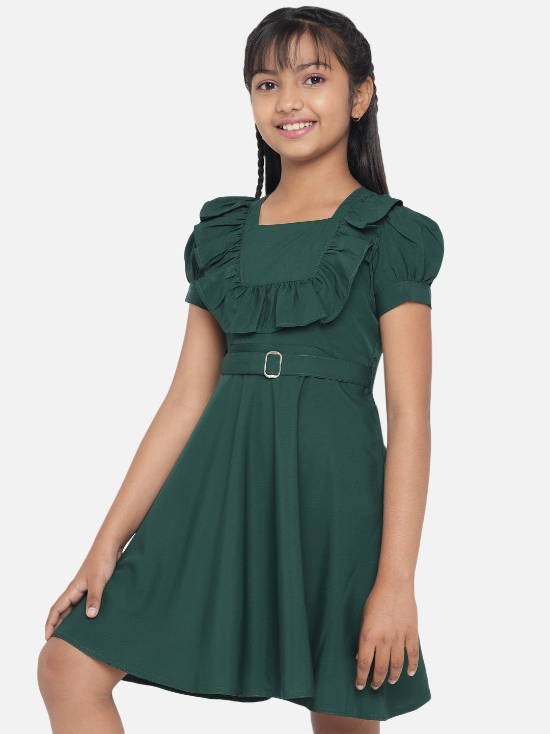 Rudraaksha Girl's A-Line Trendy Knee Length Short Frock Dress