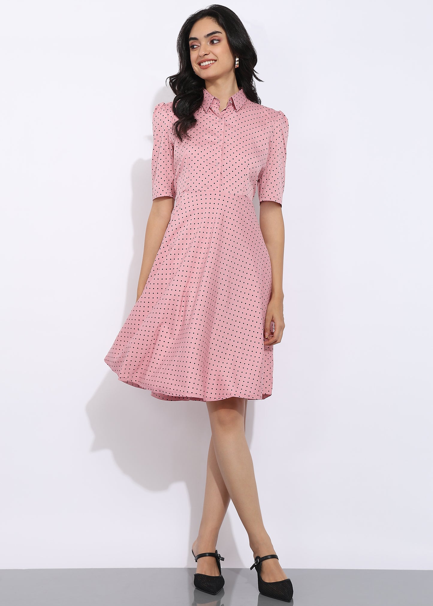 Rudraaksha Knee Length Polka Dot Dress