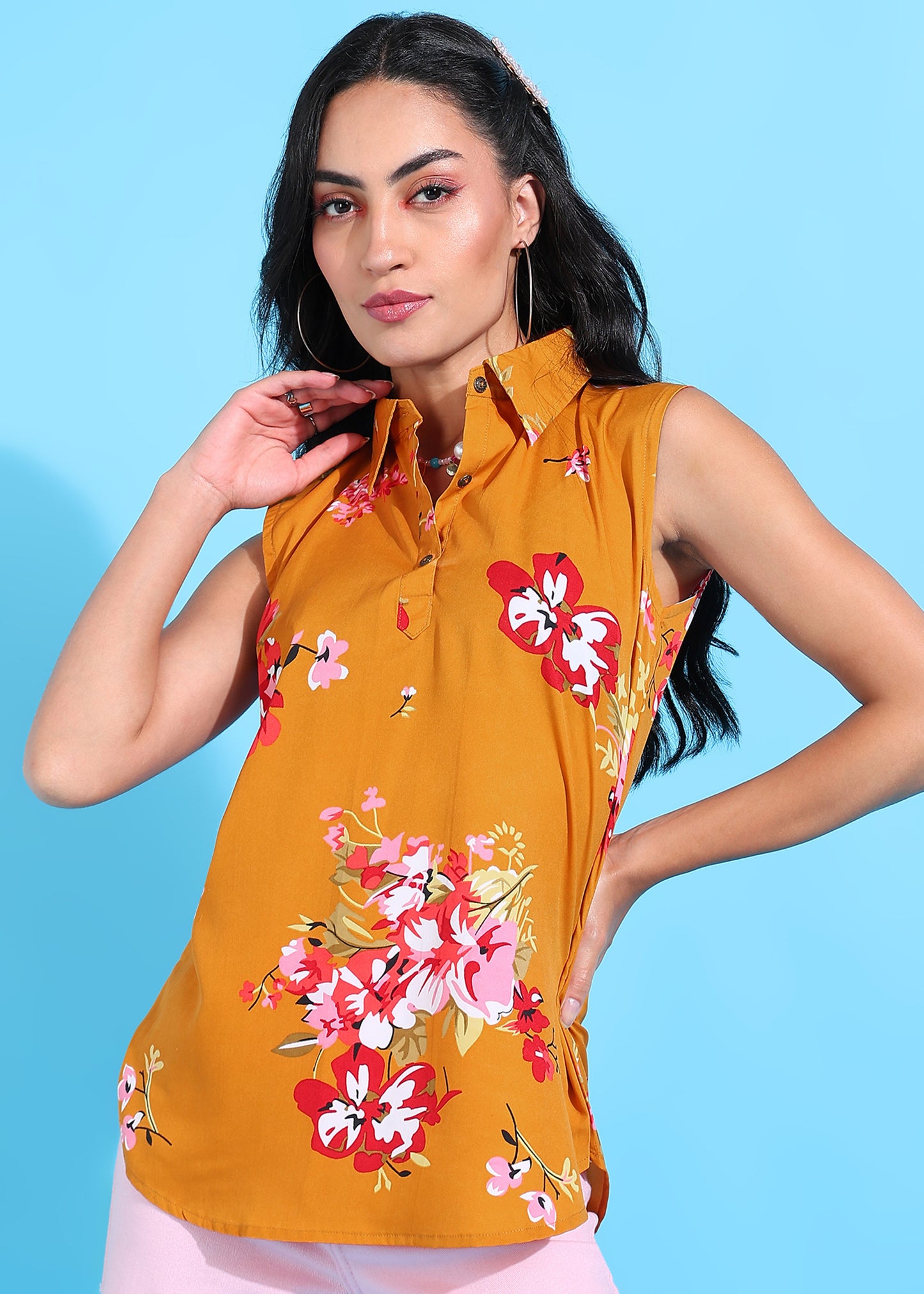 Rudraaksha Floral Collared Top