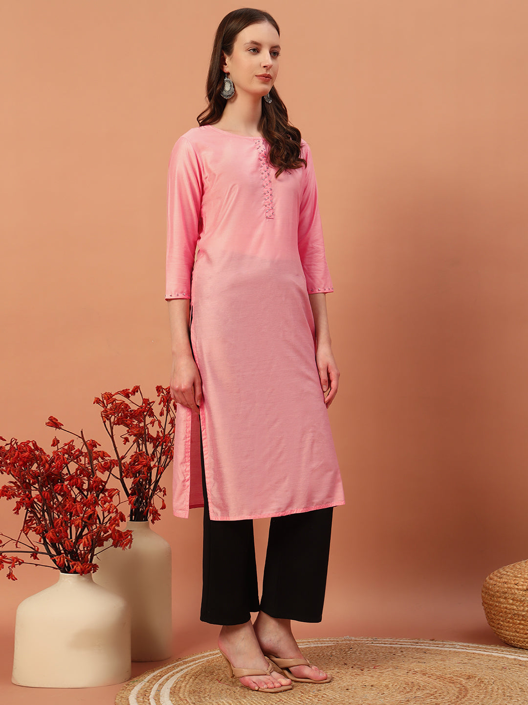 Solid Silk Kurti