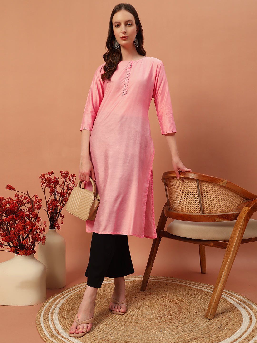 Solid Silk Kurti