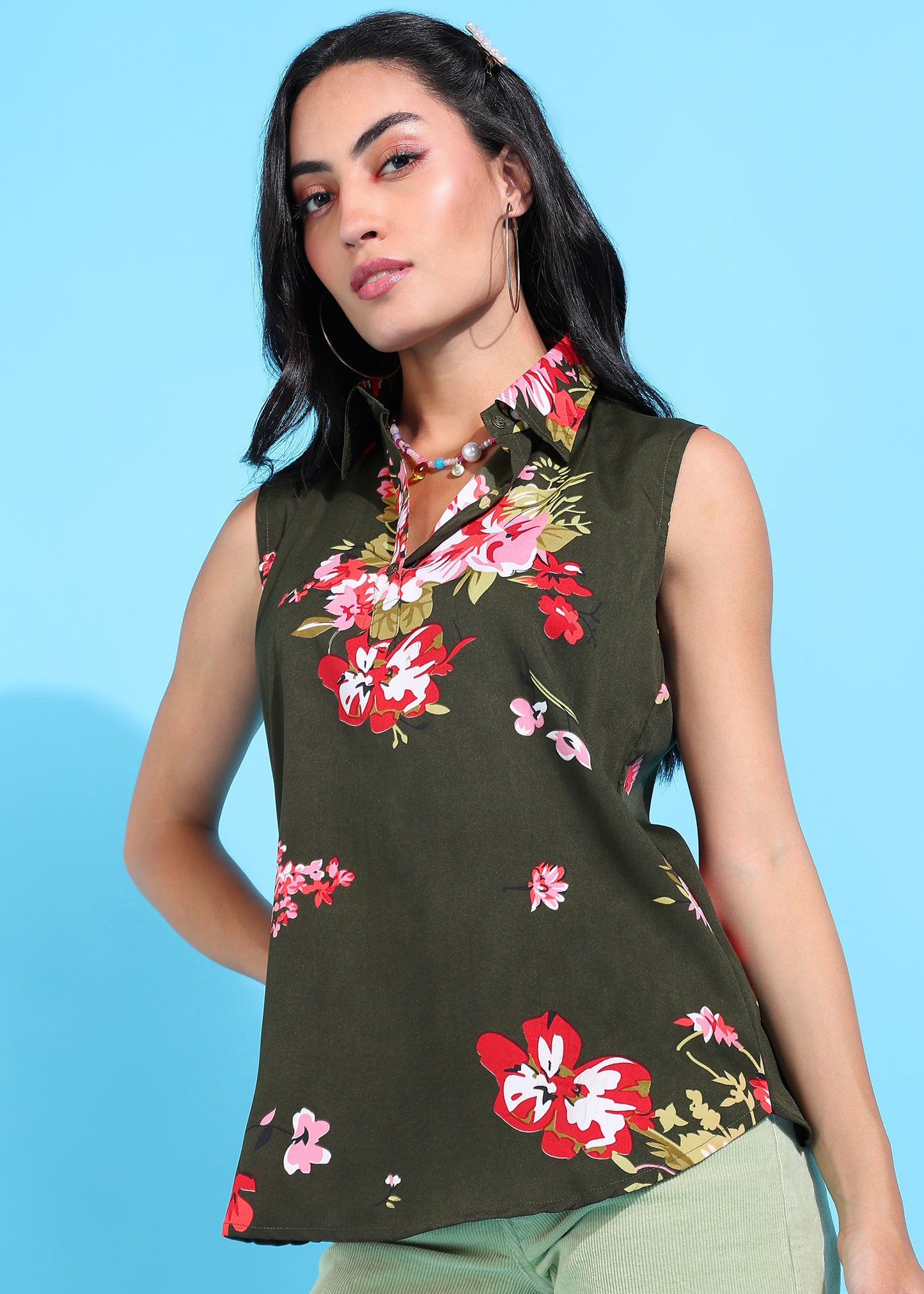 Rudraaksha Floral Collared Top