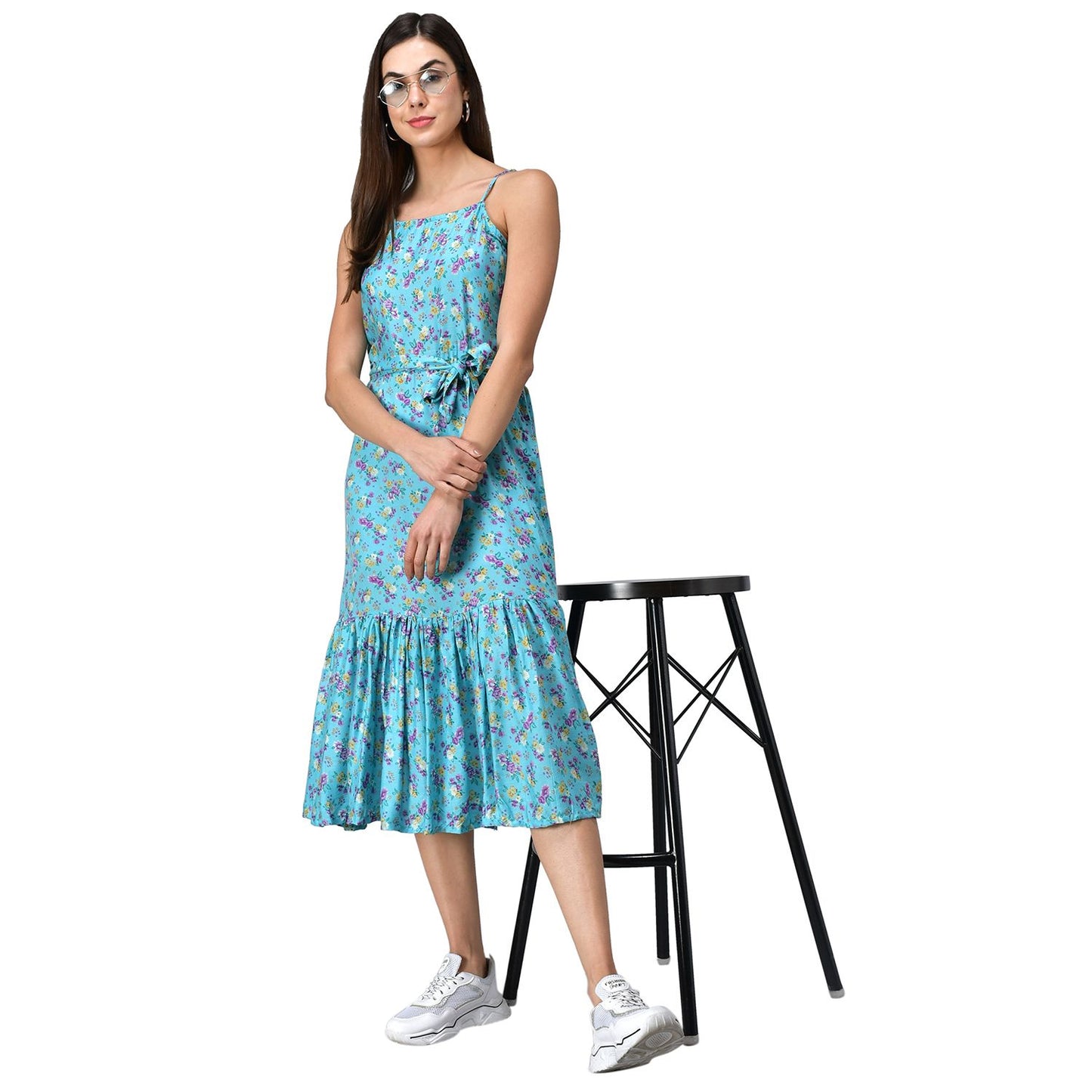 Rudraaksha Frilleed Printed women dress