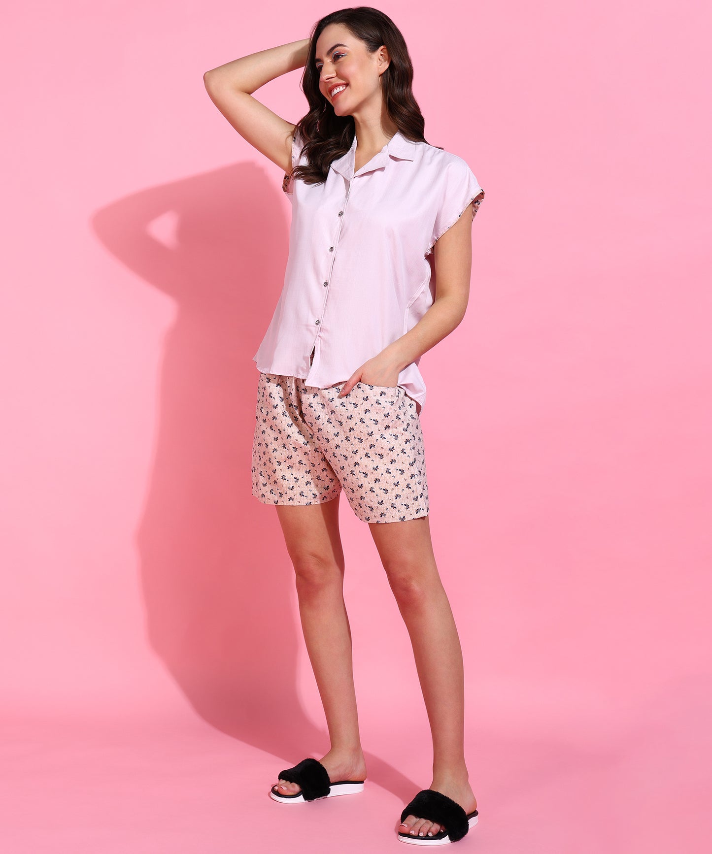 Cotton Printed Night Suit Set of Top & Shorts