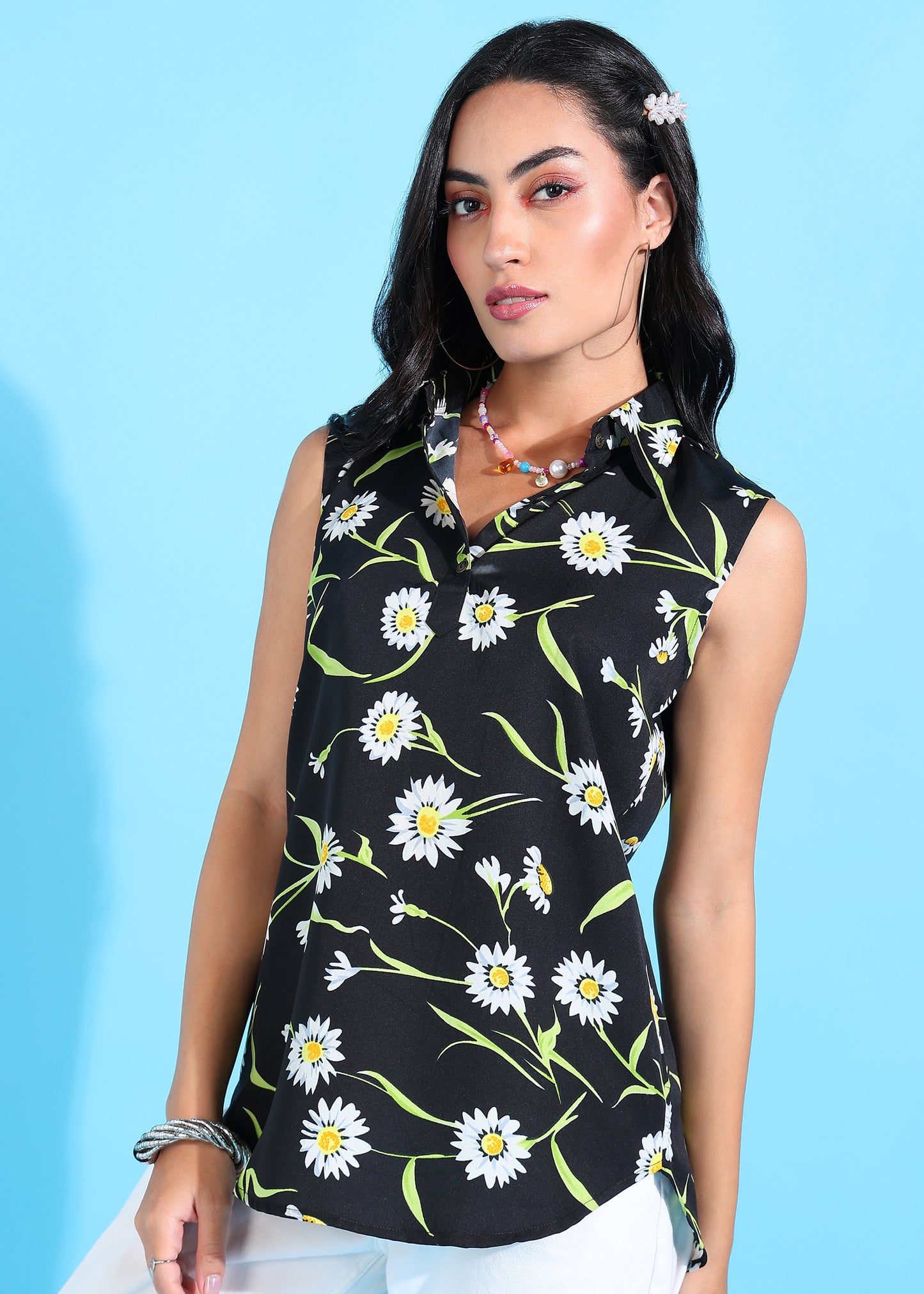 Rudraaksha Floral Collared Top