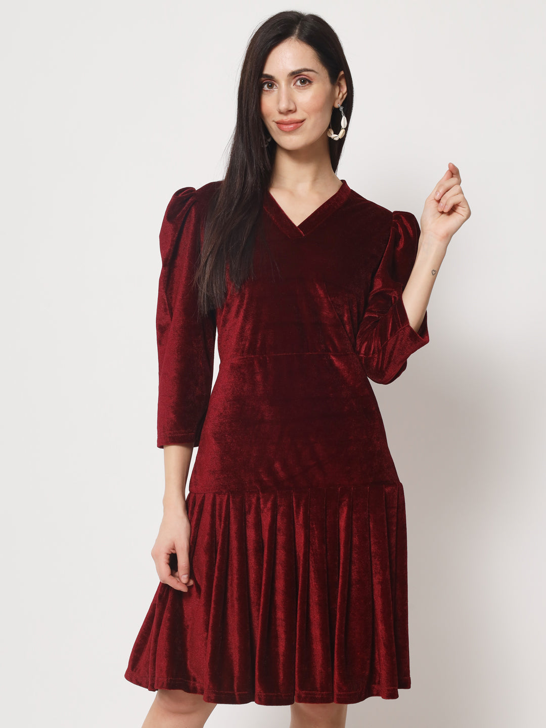 Knee Length Velvet Dress
