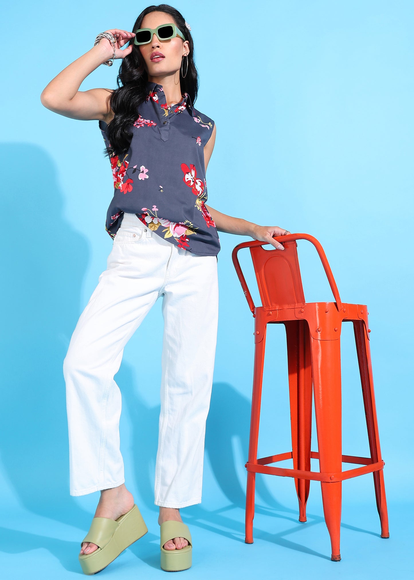 Rudraaksha Floral Collared Top