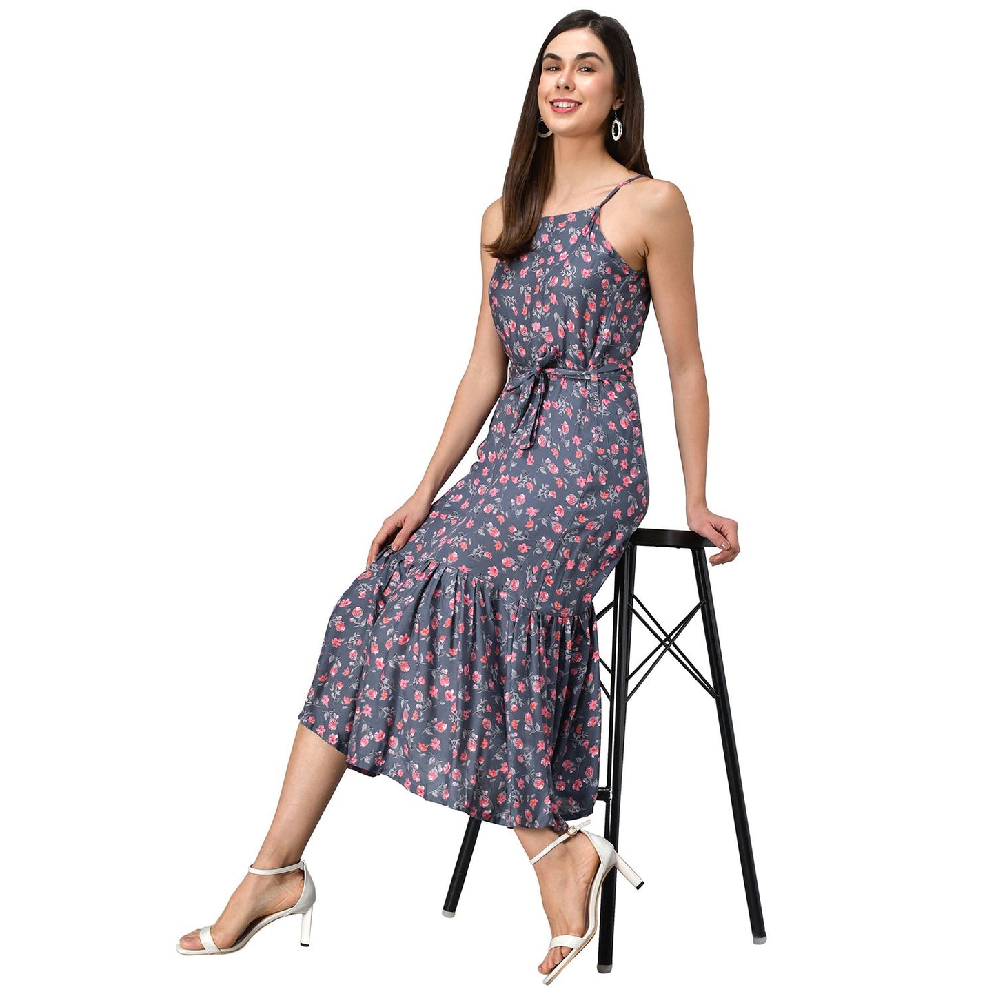 Rudraaksha Frilleed Printed women dress