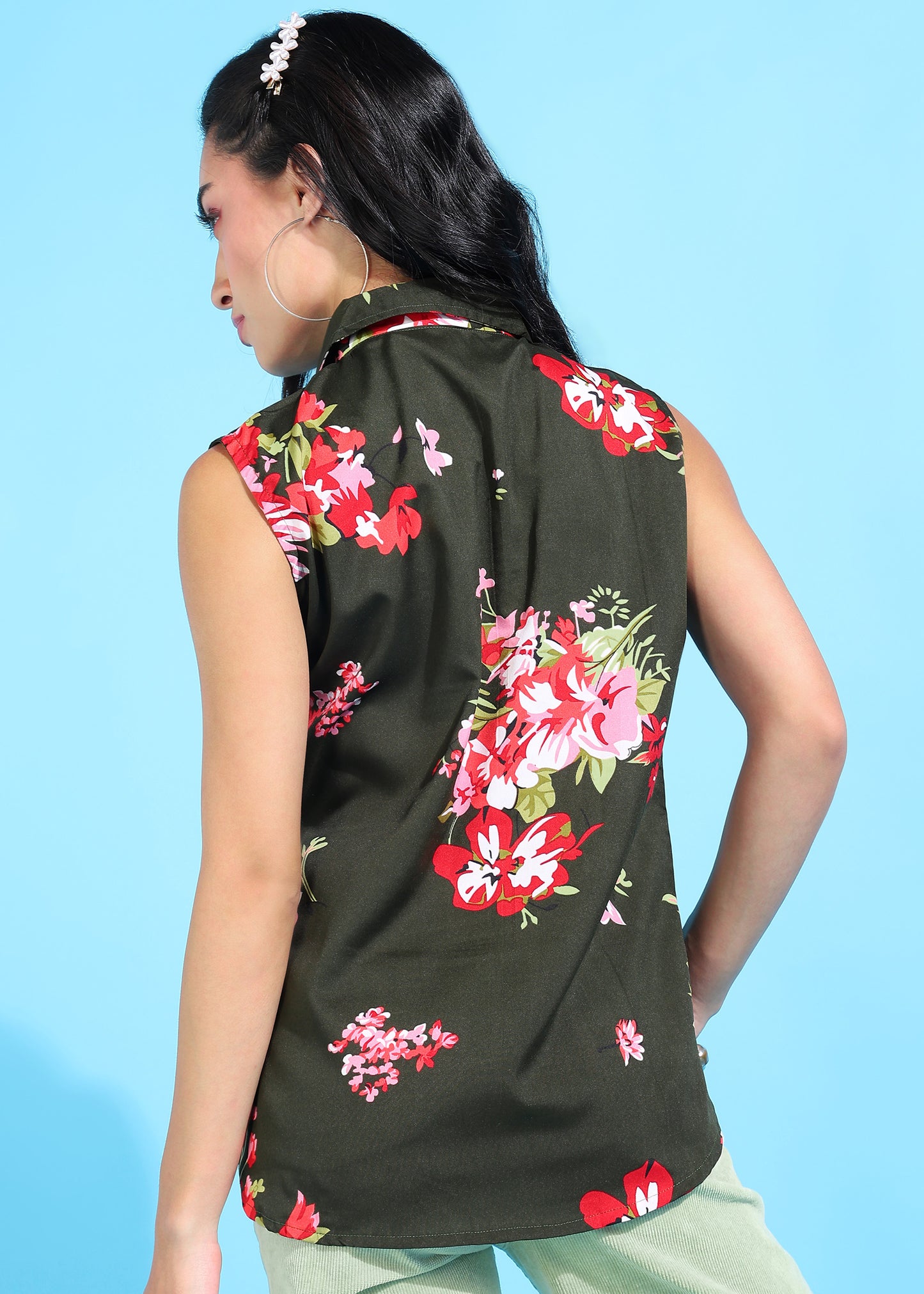 Rudraaksha Floral Collared Top