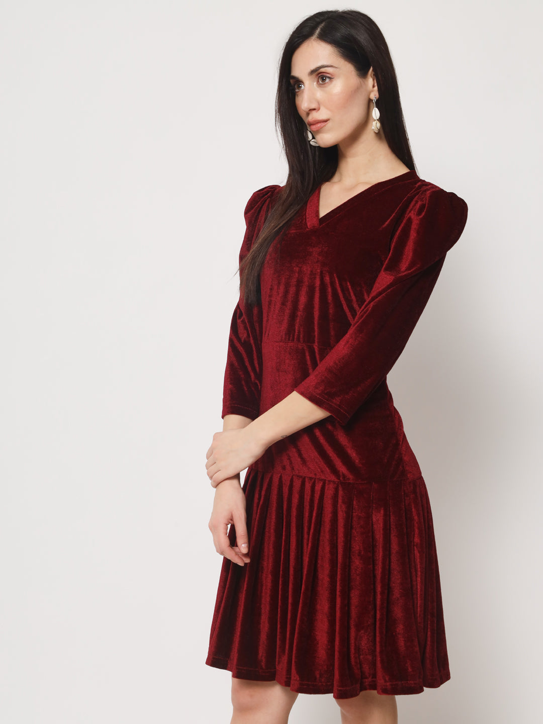 Knee Length Velvet Dress
