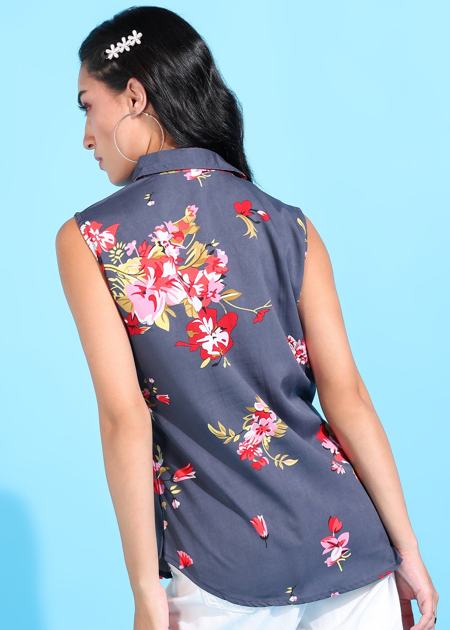 Rudraaksha Floral Collared Top