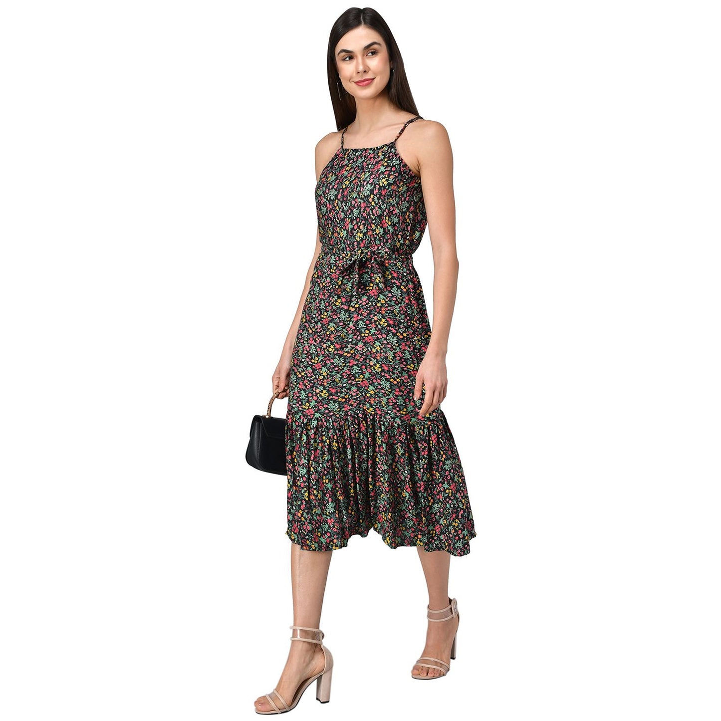 Rudraaksha Frilleed Printed women dress