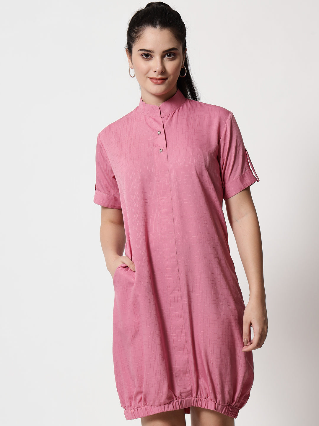 Elasticated Short Dress Pink