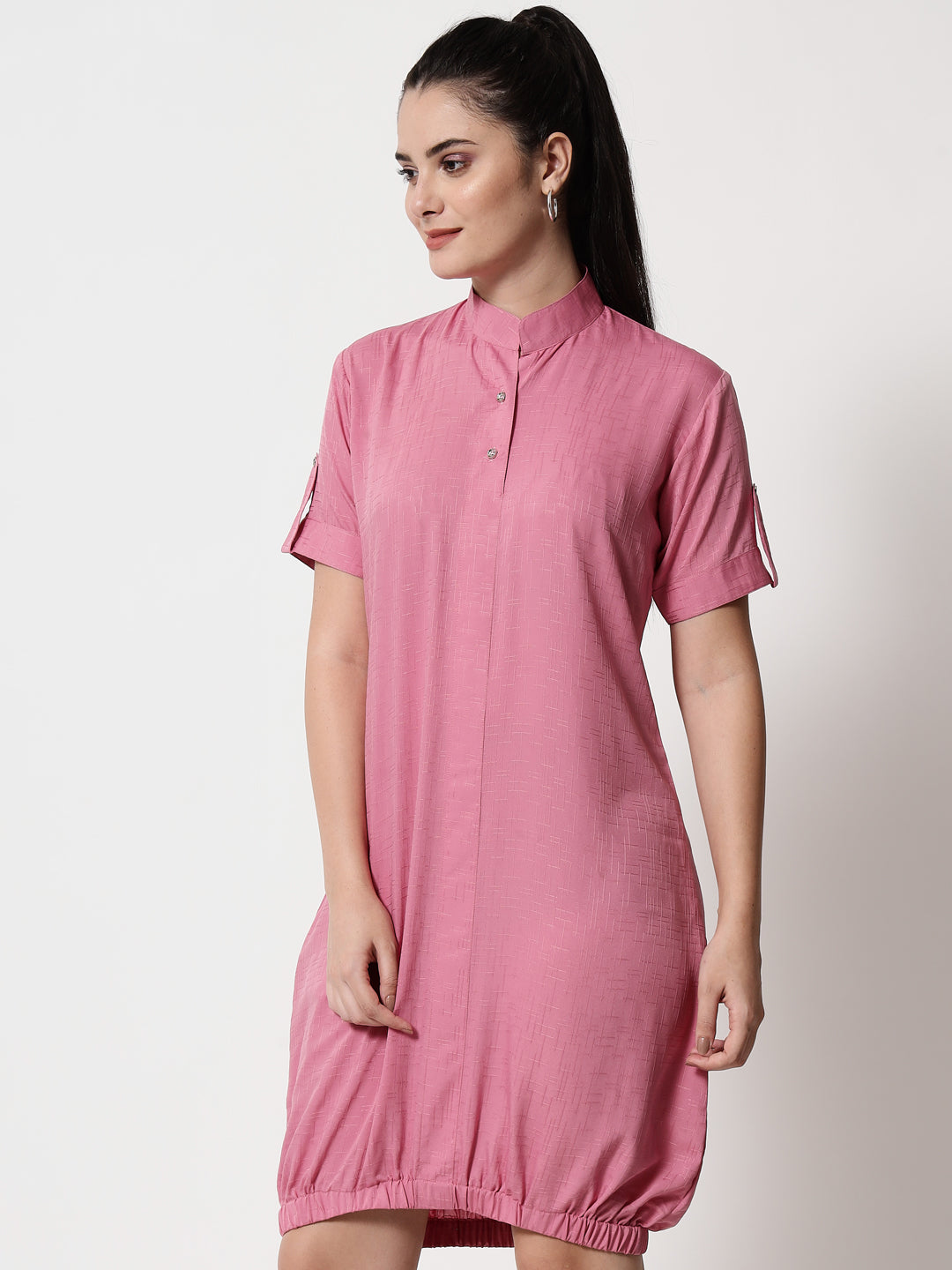 Elasticated Short Dress Pink