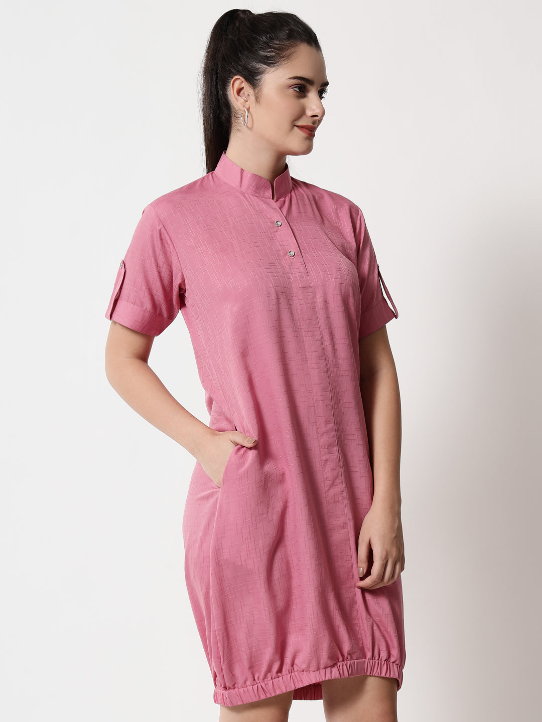 Elasticated Short Dress Pink