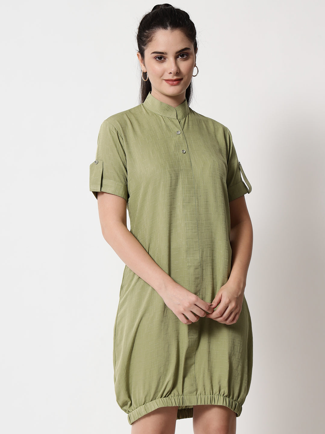 Elasticated Short Dress olive
