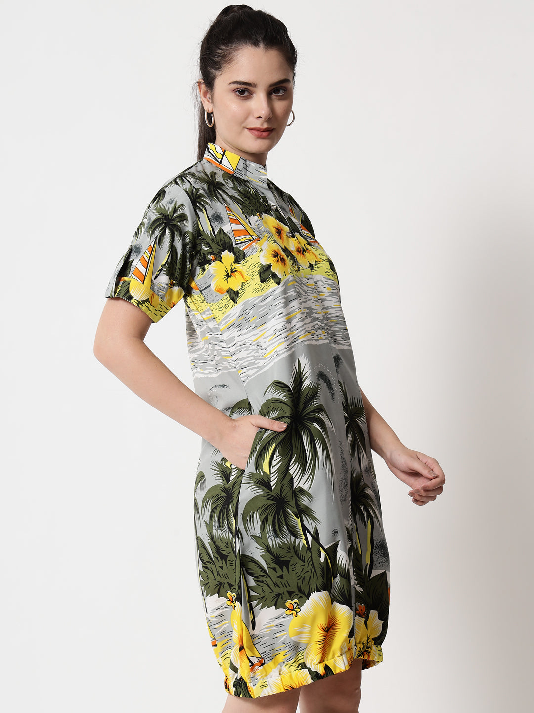 Floral Elasticated Short Dress