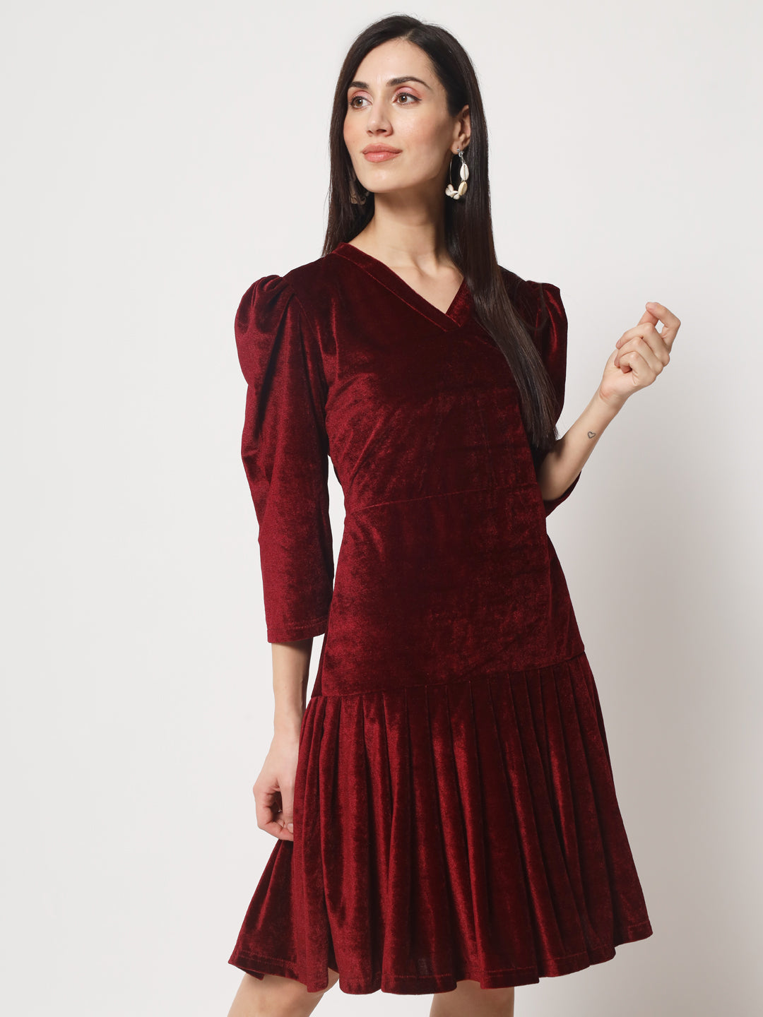Knee Length Velvet Dress