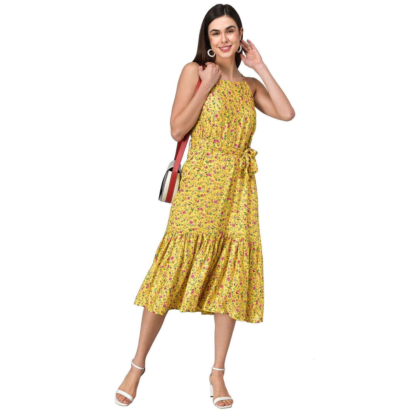Rudraaksha Frilleed Printed women dress