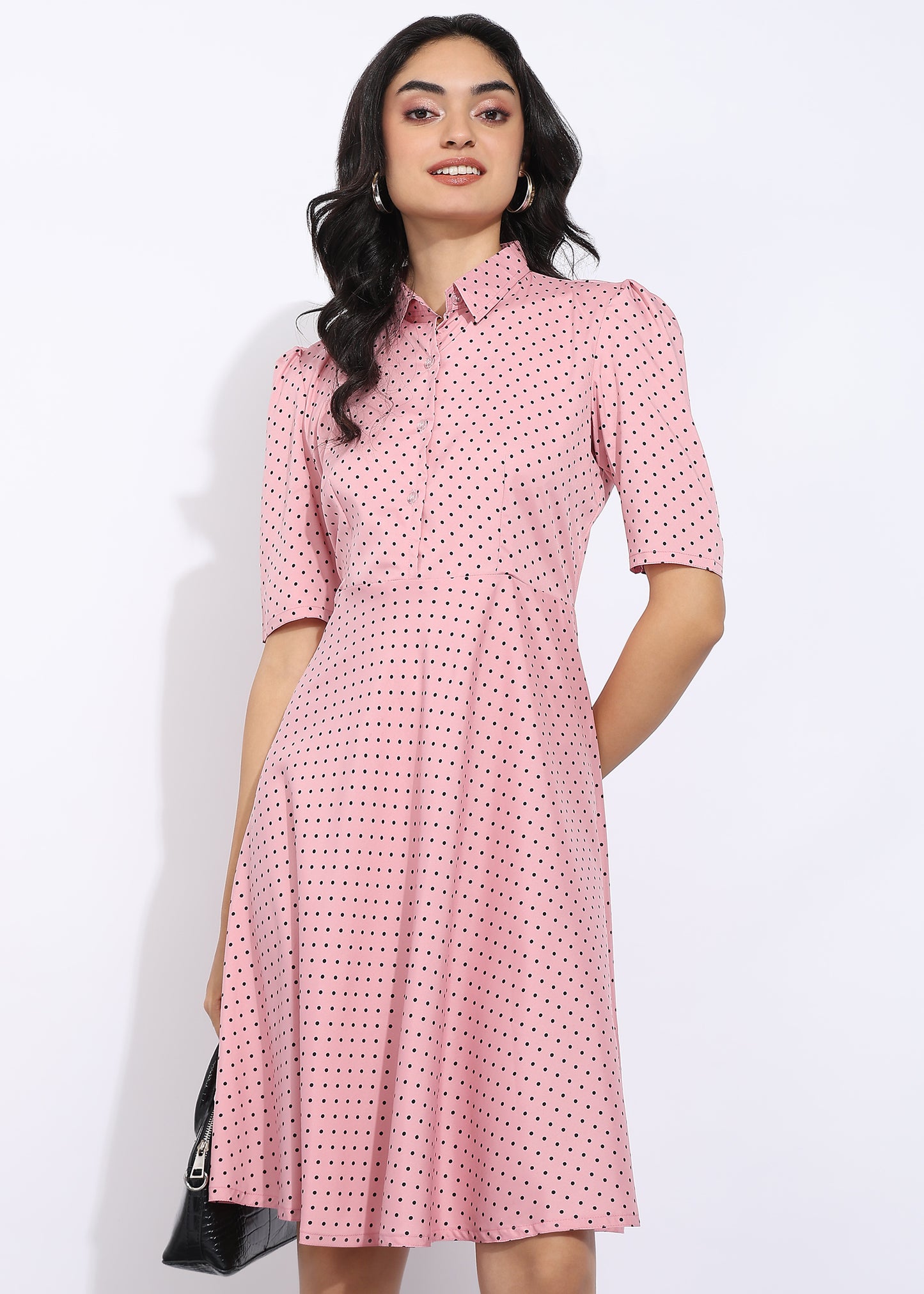 Rudraaksha Knee Length Polka Dot Dress