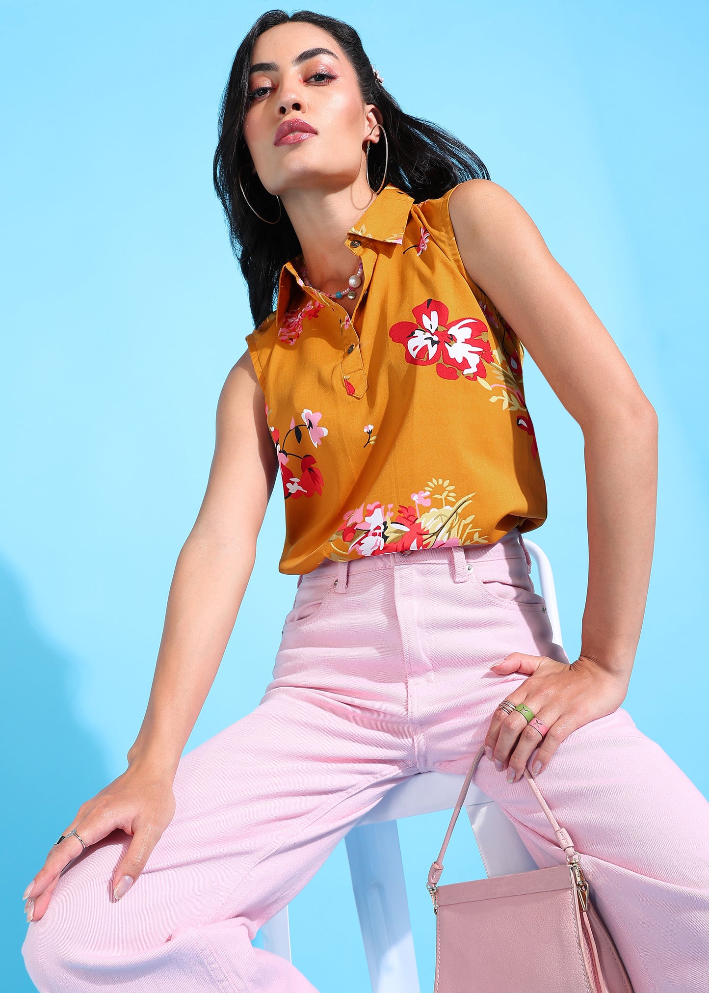 Rudraaksha Floral Collared Top