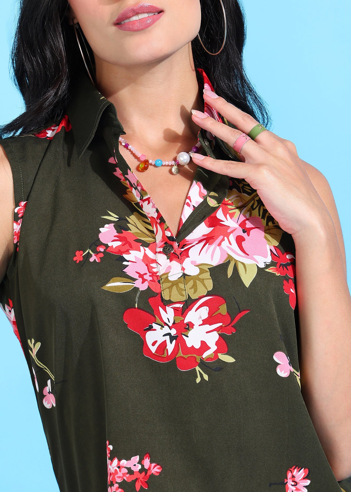 Rudraaksha Floral Collared Top