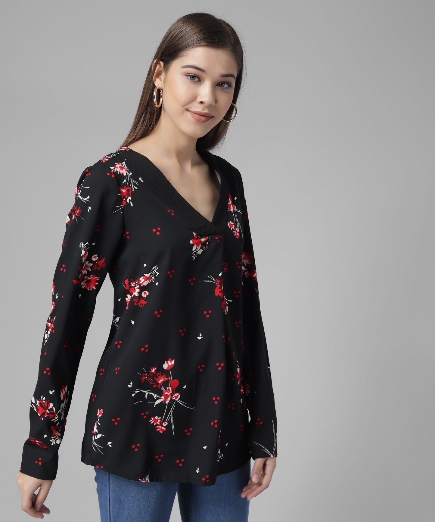 Printed V-Neck Top RUDRAAKSHA