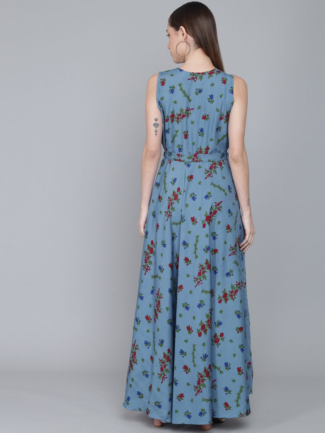Rudraaksha women stylish crepe printed maxi dress