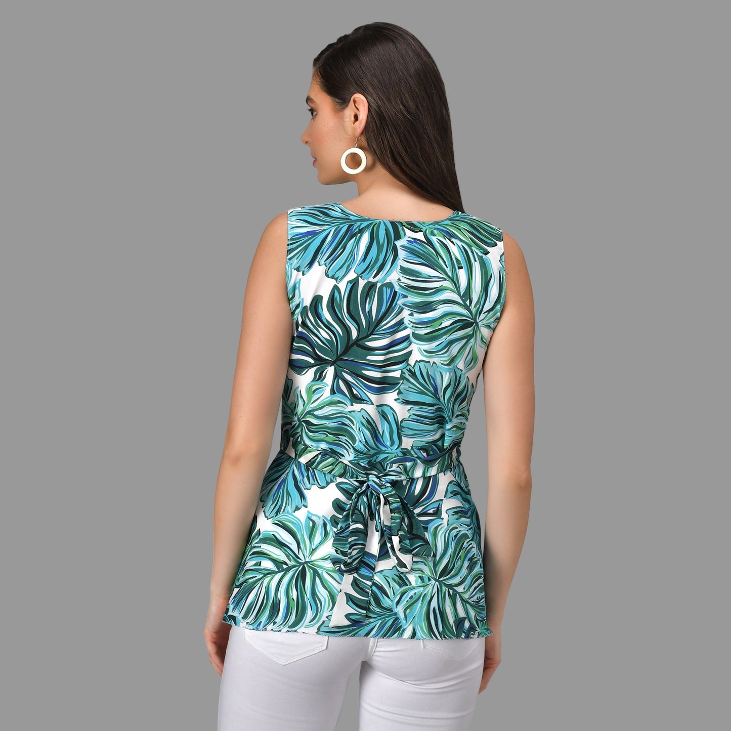 Tropical Print Sleeveless Top