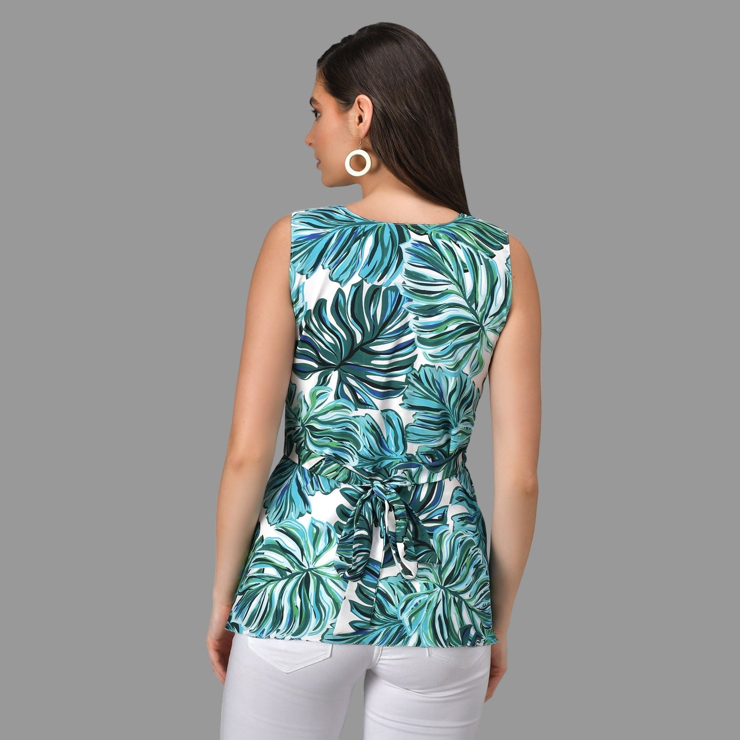 Tropical Print Sleeveless Top RUDRAAKSHA