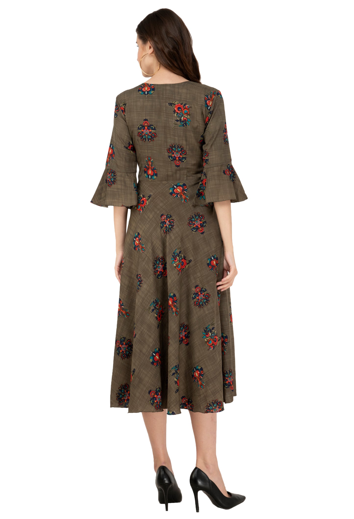Rudrraaksha Printed Calf Length Dress