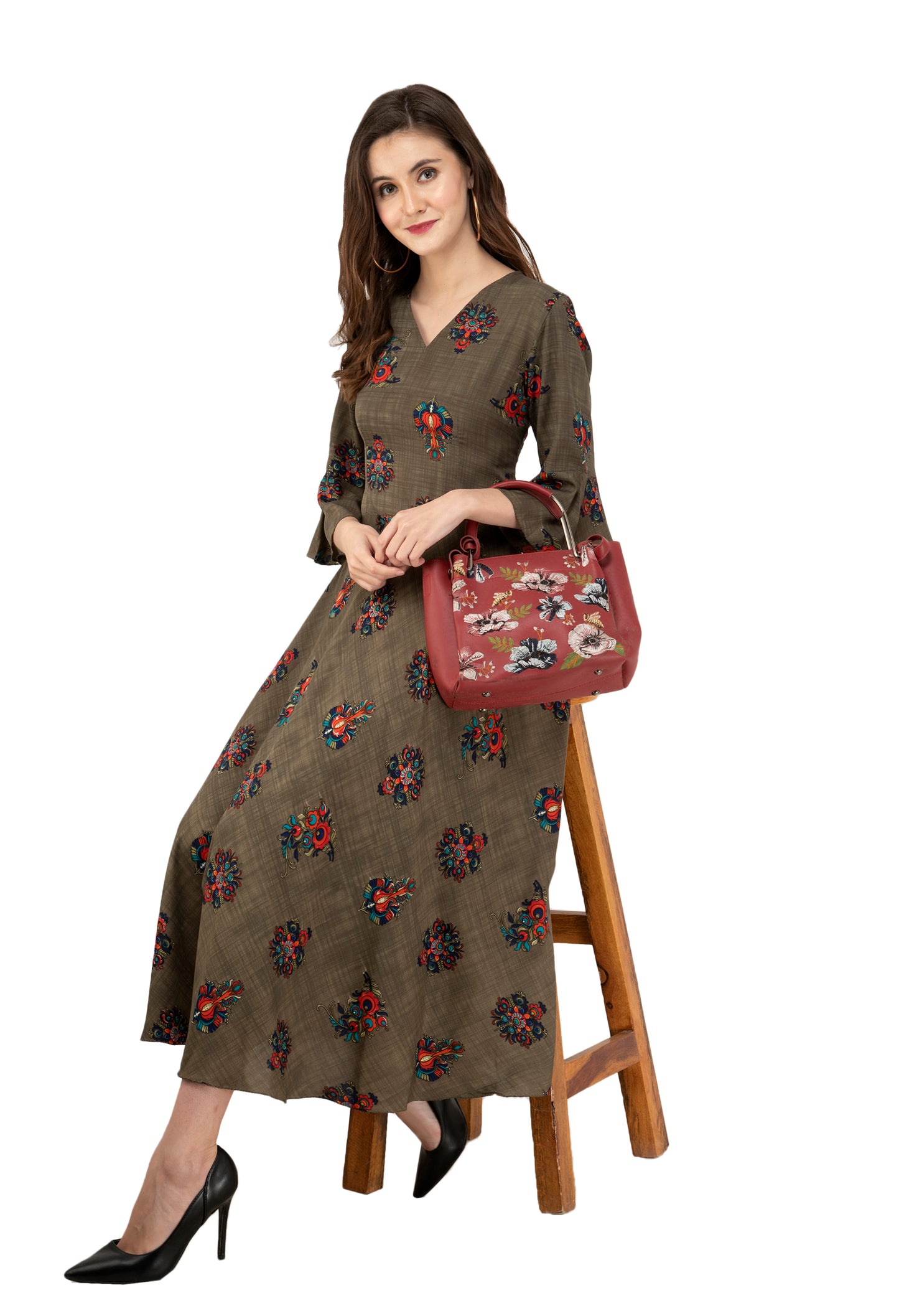 Rudrraaksha Printed Calf Length Dress