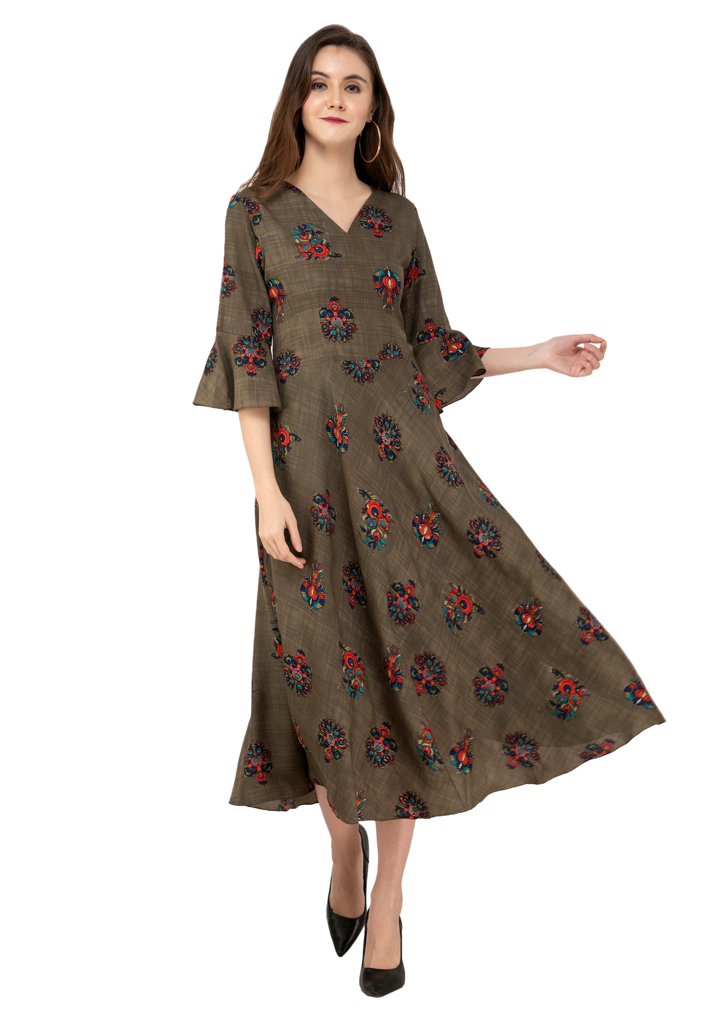 Rudrraaksha Printed Calf Length Dress