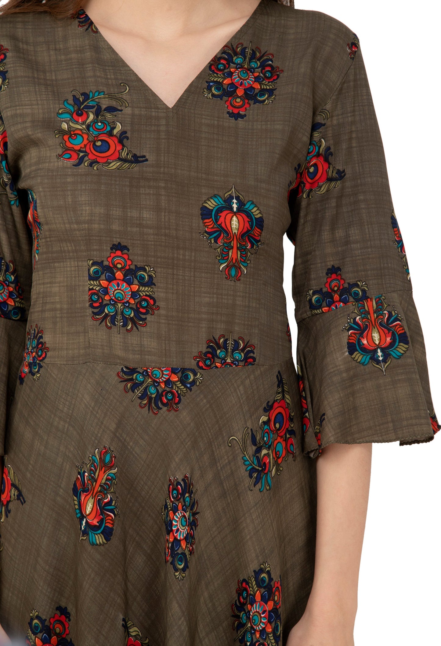 Rudrraaksha Printed Calf Length Dress RUDRAAKSHA