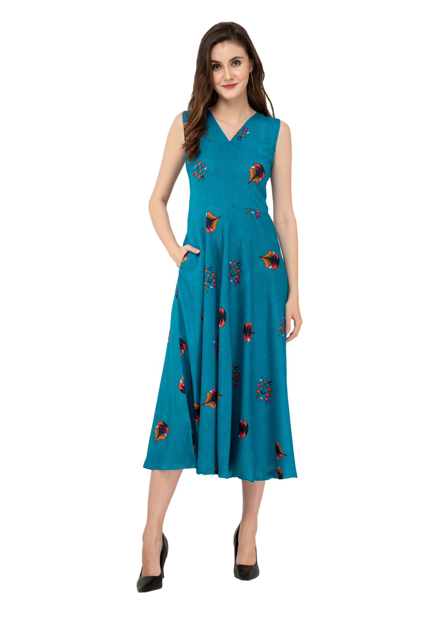 Rudrraaksha Printed Calf Length Dress