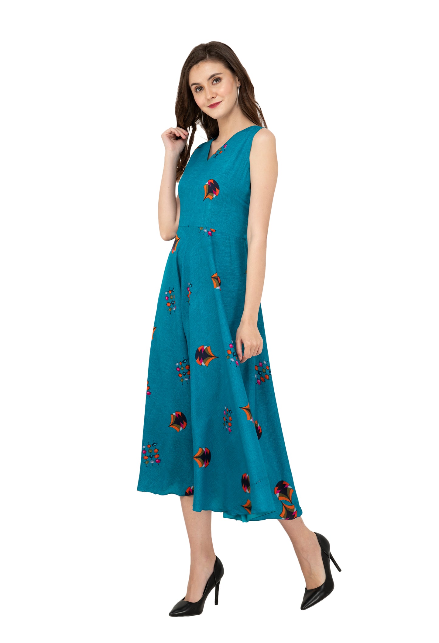 Rudrraaksha Printed Calf Length Dress