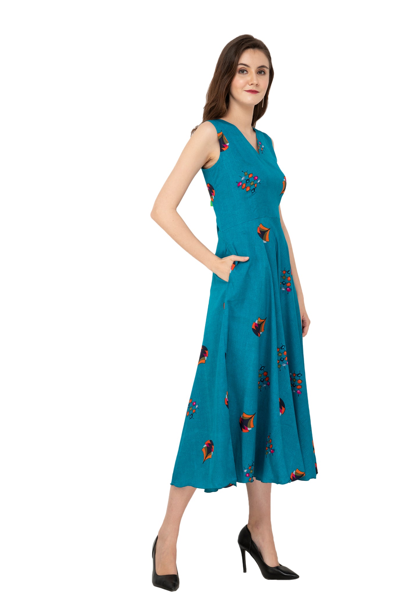 Rudrraaksha Printed Calf Length Dress