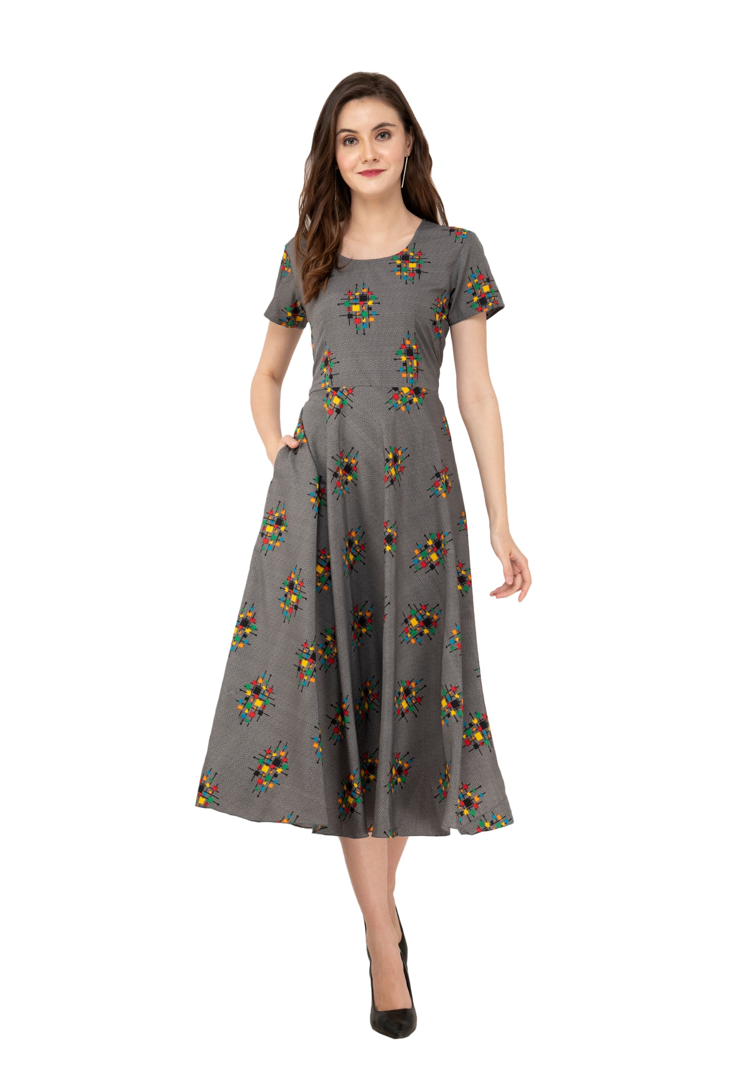 Rudrraaksha Printed Calf Length Dress