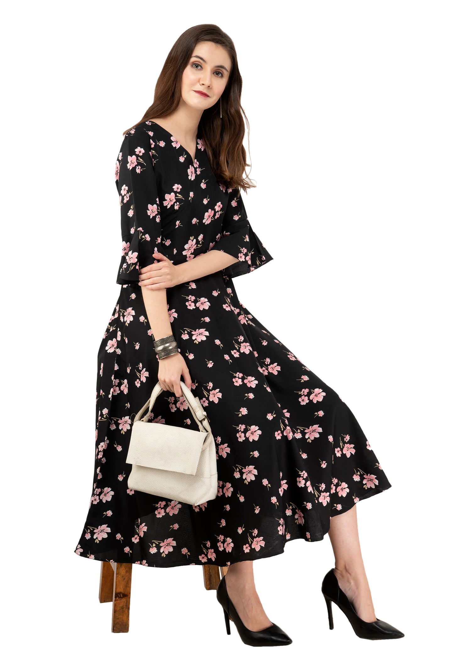 Rudrraaksha Printed Calf Length Dress