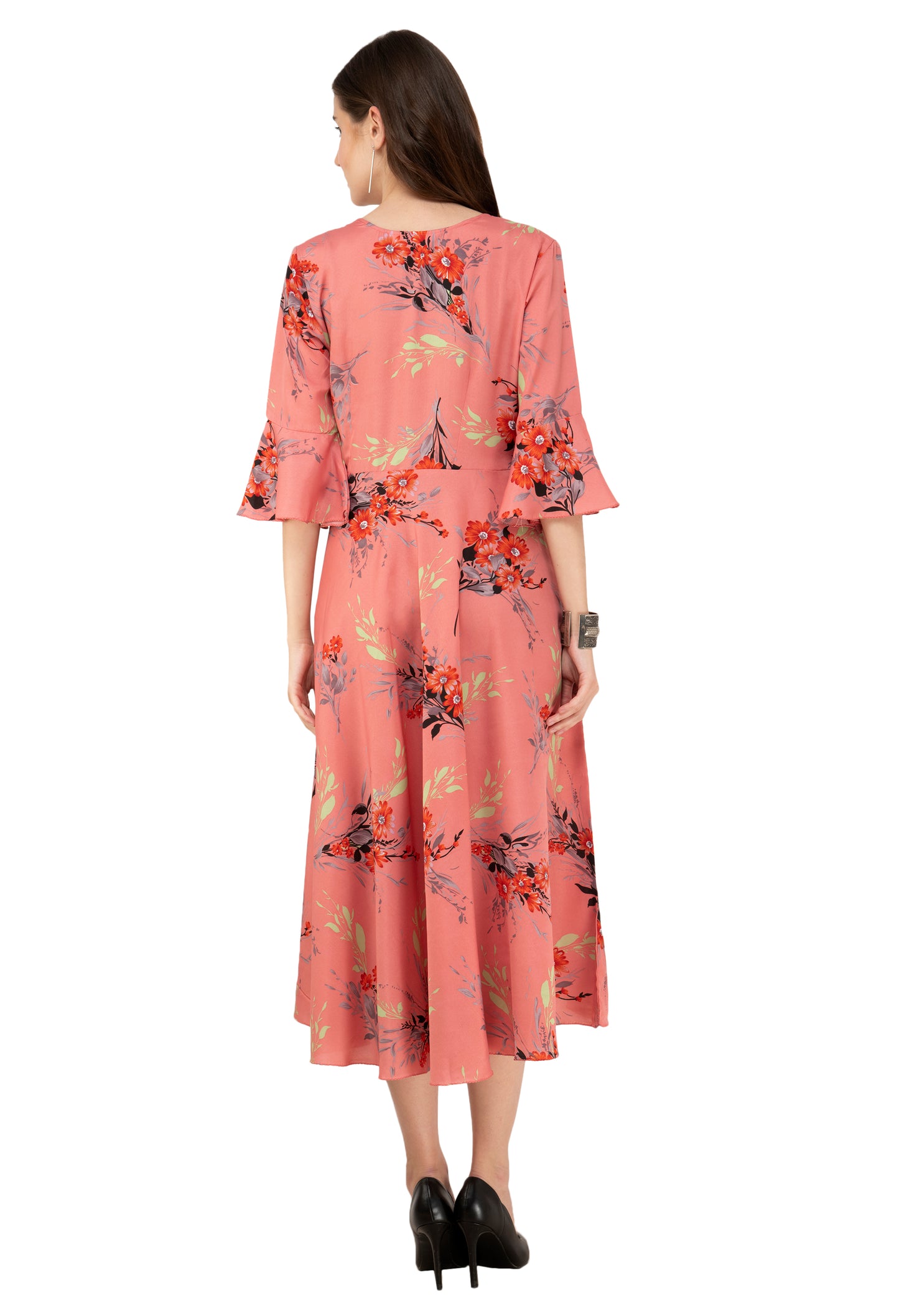 Rudraaksha Floral Bell Sleeve Dress