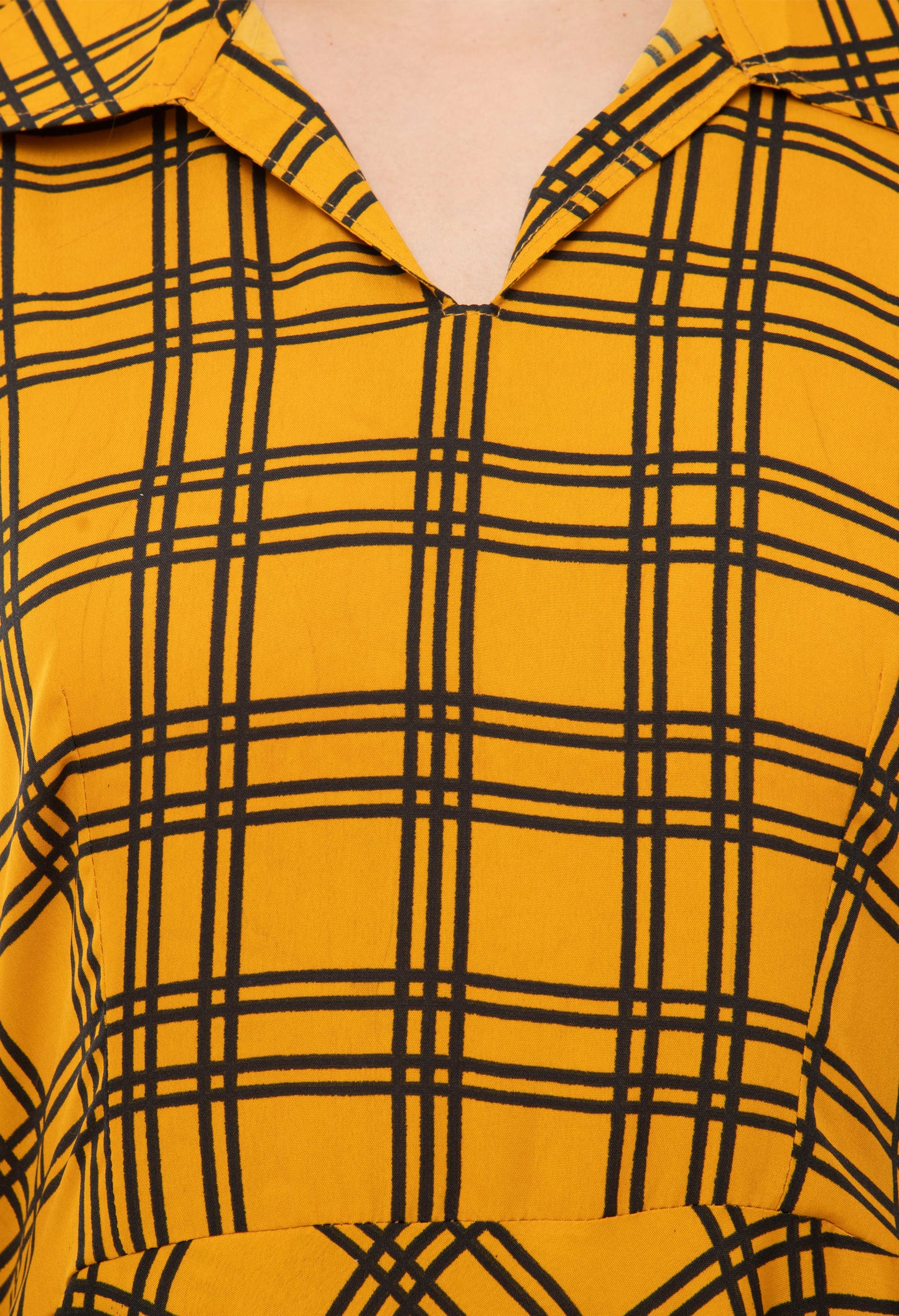 Safari Collared Checkered Maxi Dress