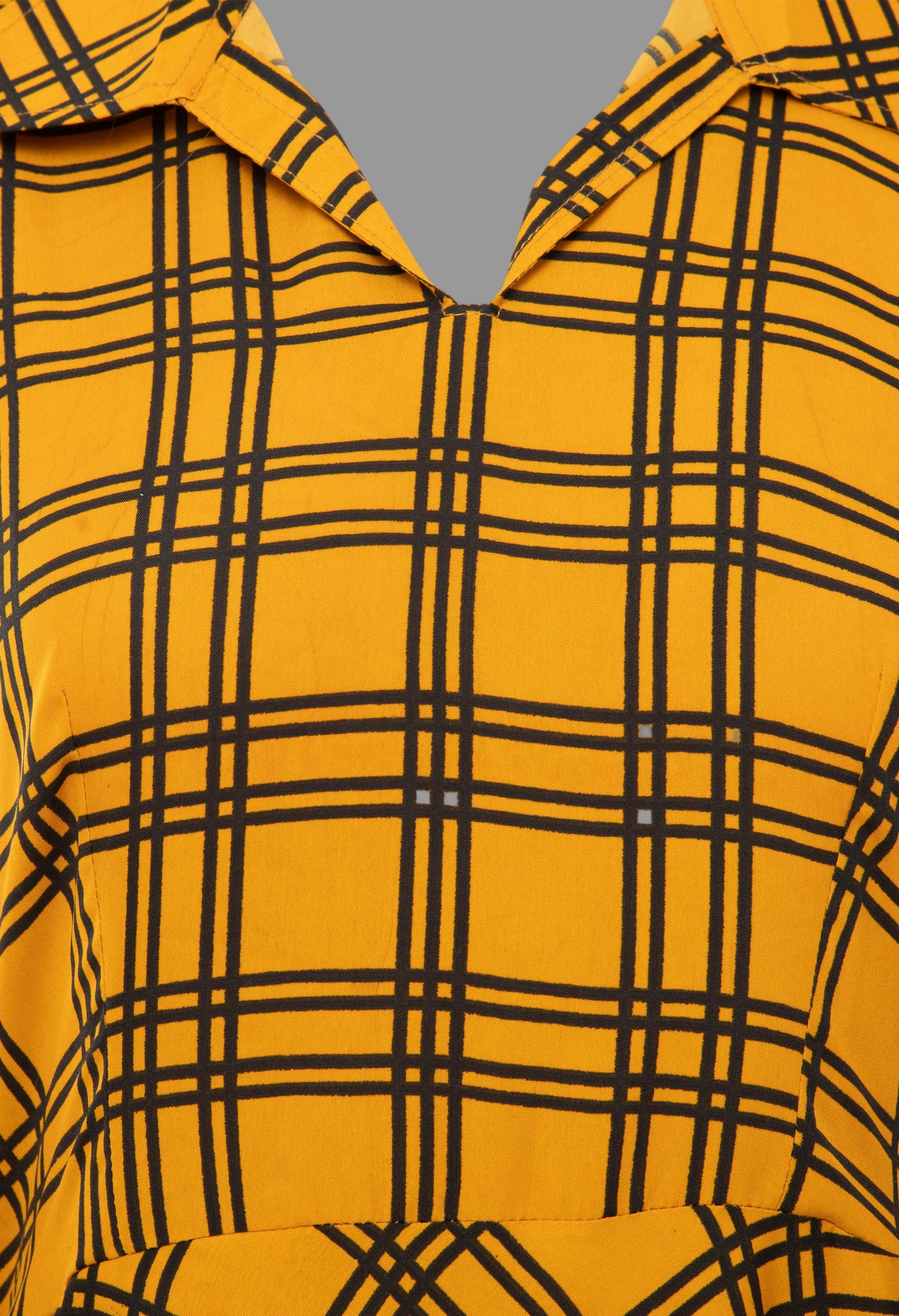 Safari Collared Checkered Maxi Dress