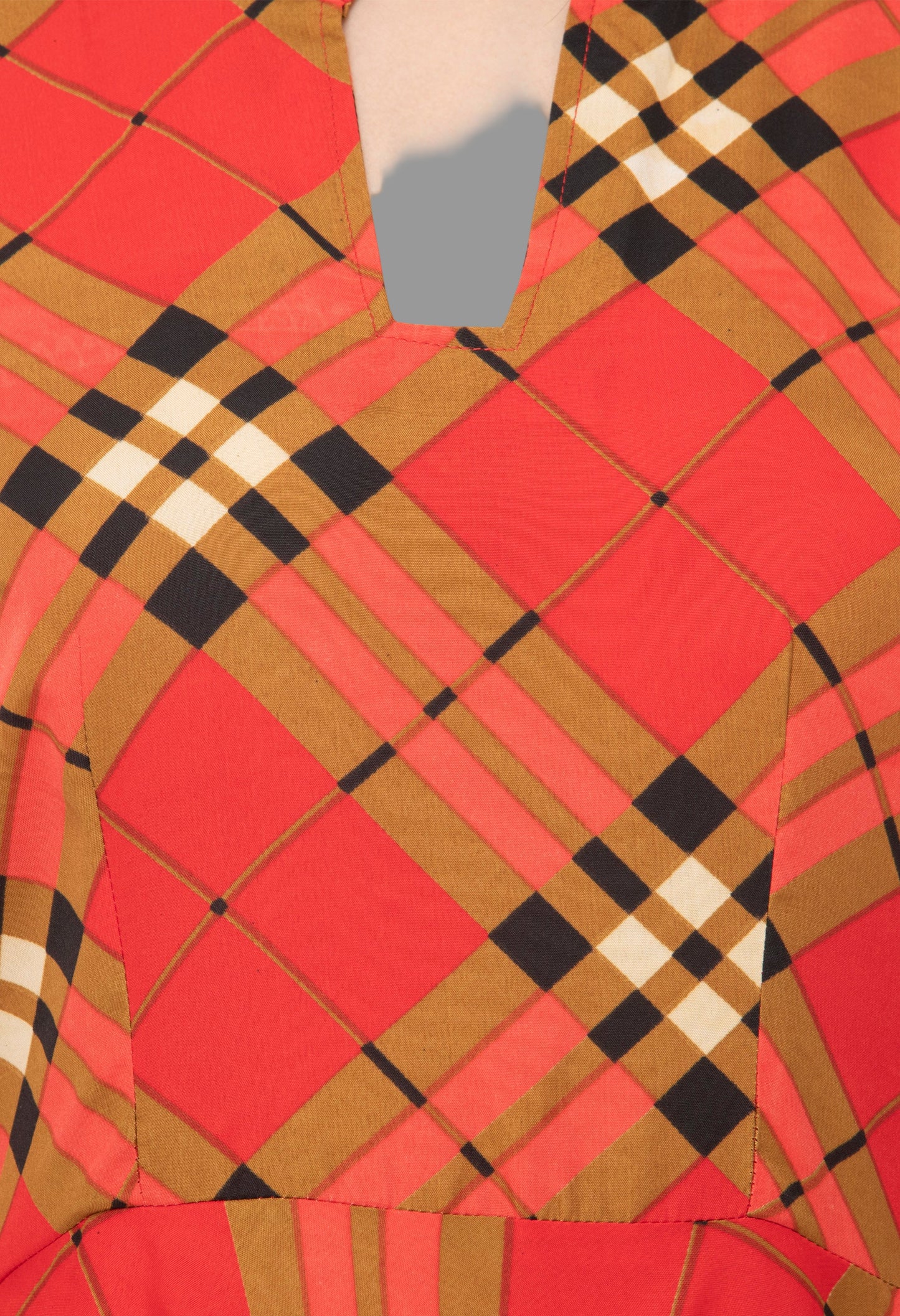 Safari Collared Cheeckered Maxi Dress