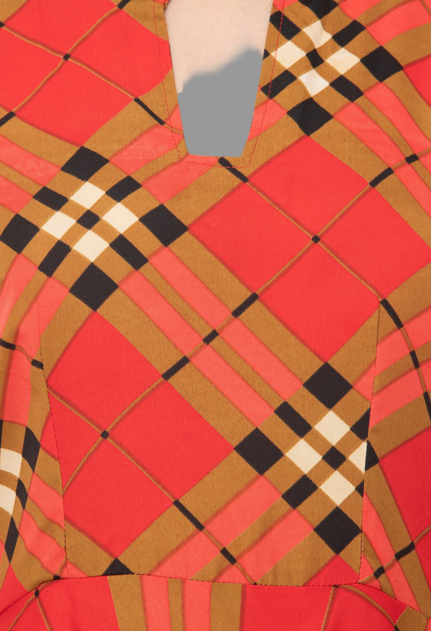 Safari Collared Cheeckered Maxi Dress RUDRAAKSHA