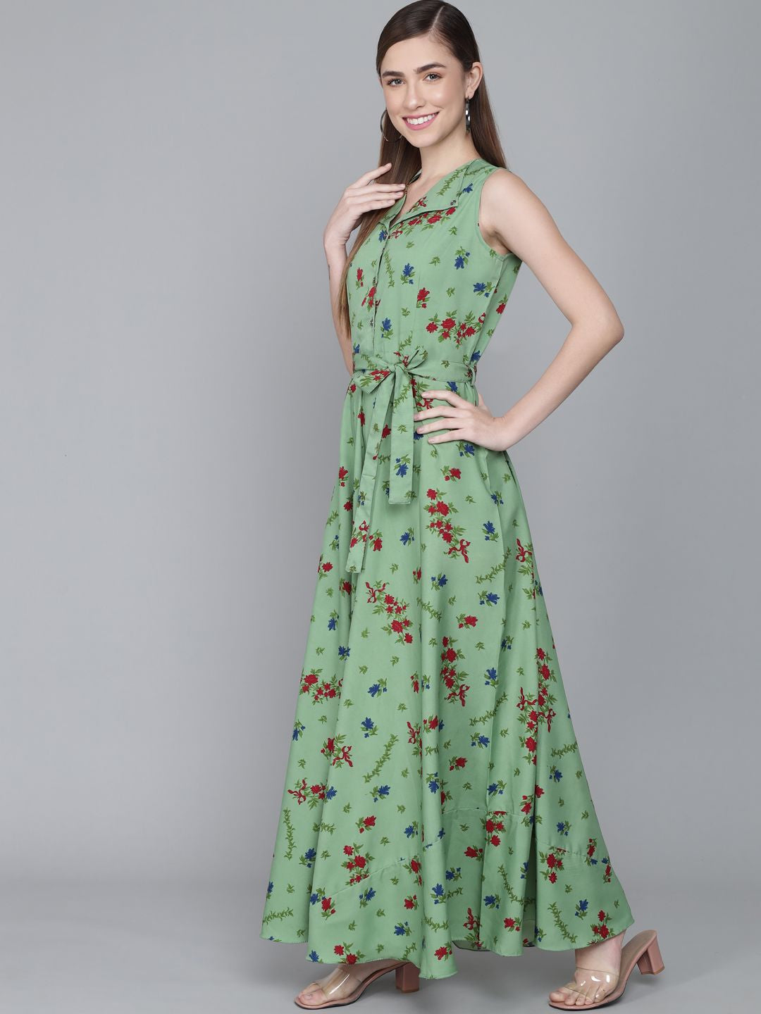 Rudraaksha women stylish crepe printed maxi dress