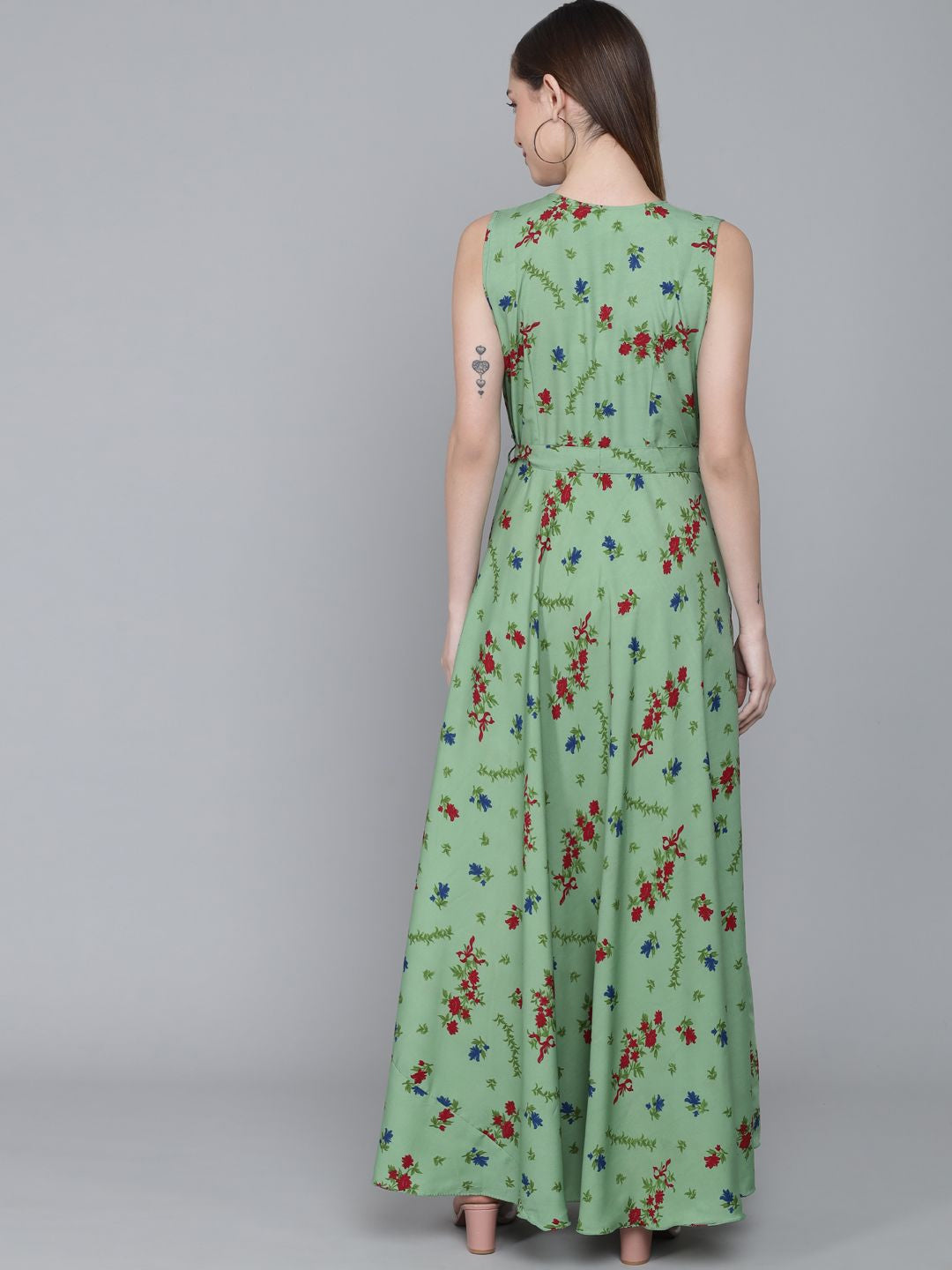 Rudraaksha women stylish crepe printed maxi dress