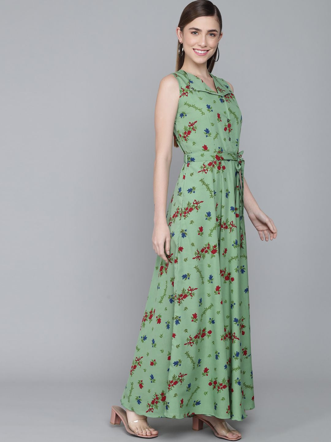 Rudraaksha women stylish crepe printed maxi dress