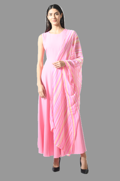 Rudraaksha women stylish crepe maxi dress with duptta