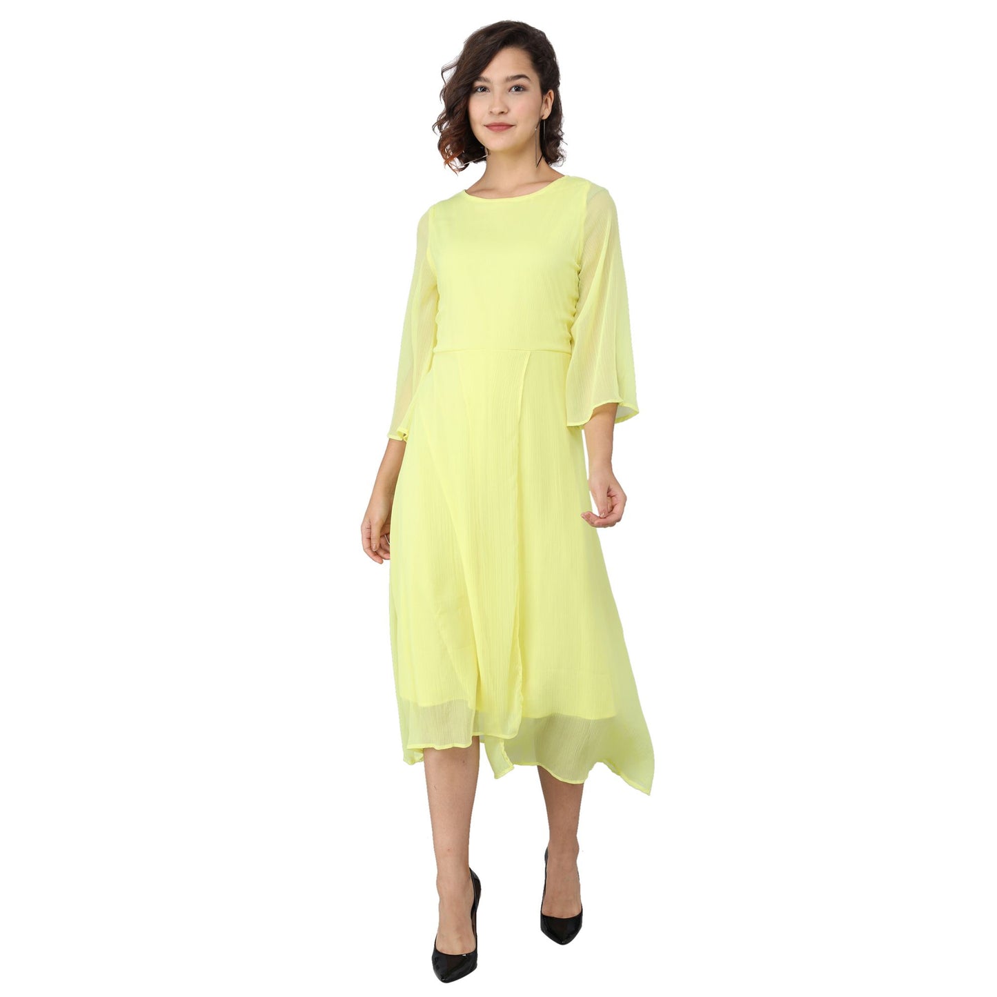 Rudraaksha women's chiffon bell sleeve dress