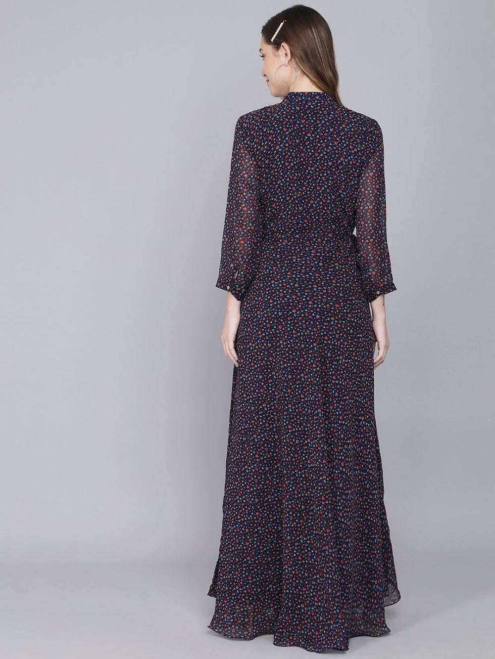 stylish georgette printed maxi dress